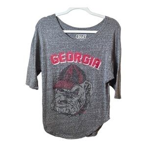 Georgia Bulldogs Womens Small Gray T Shirt Bling Scoop Neck